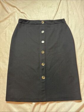 Soho Black Pencil Skirt with Front Buttons